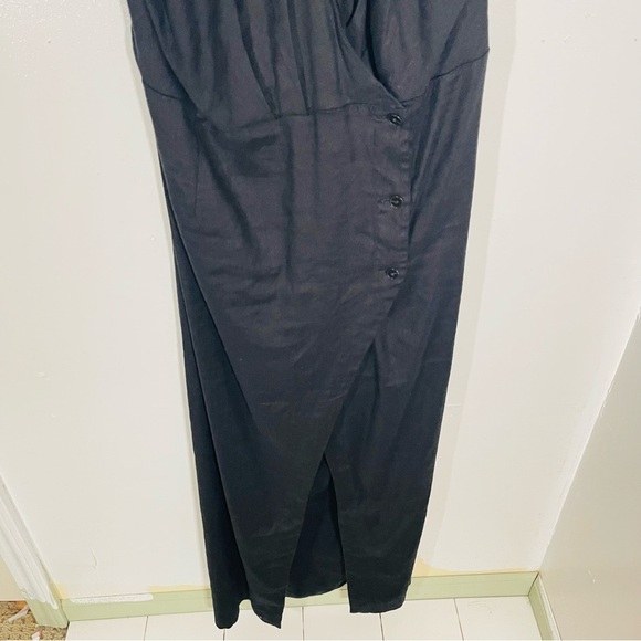 NEW Anthropologie Linen Halter V-Neck Column Midi Dress Black Resortwear Party - Picture 7 of 8